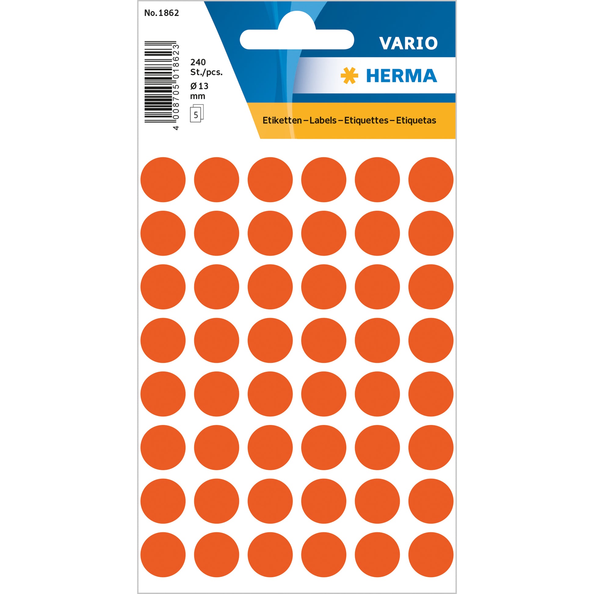 HERMA Vario Schuletiketten – Ø 13 mm, 240 Stk, 5 Bogen, Papier, permanent haftend