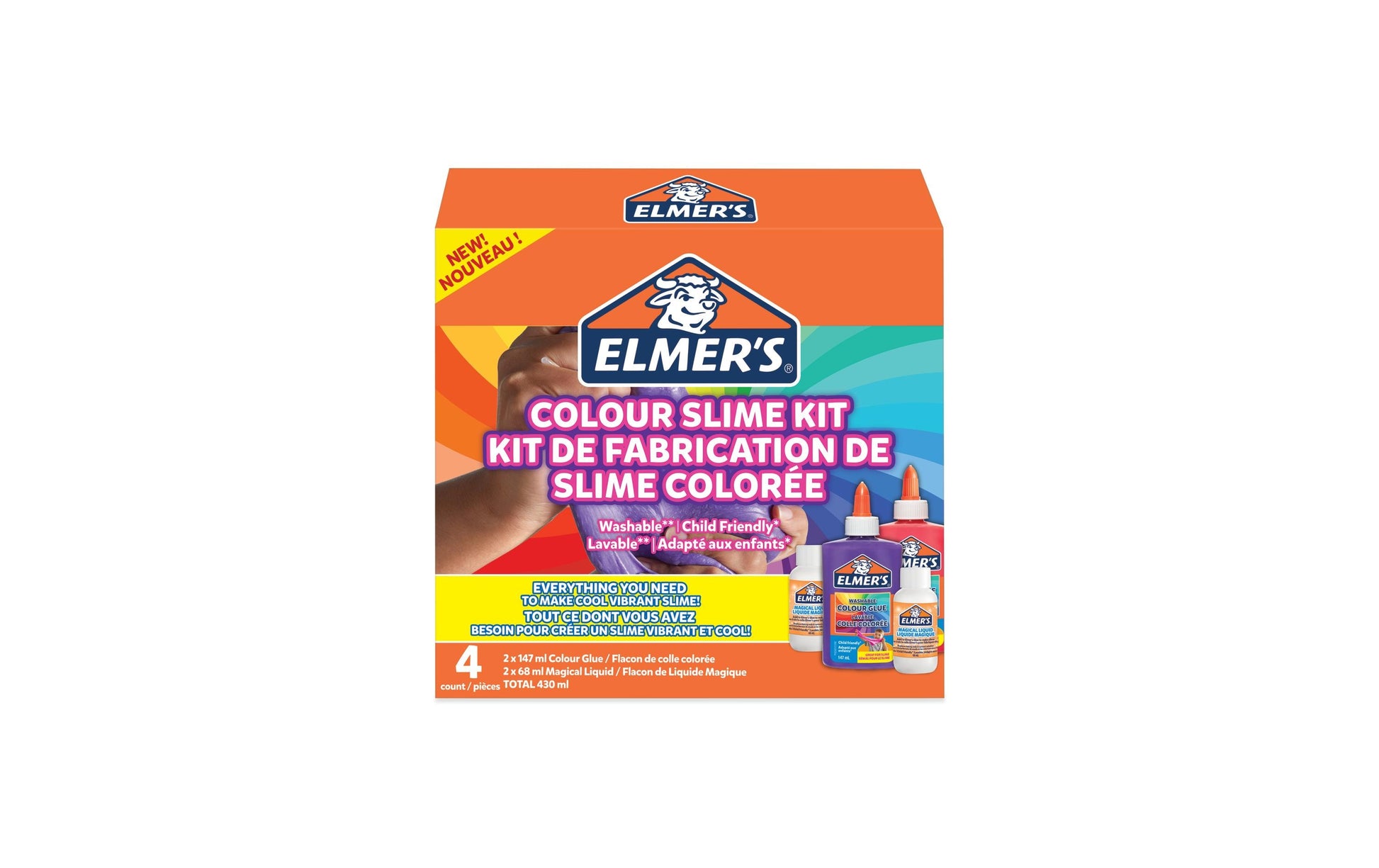 Elmer's Opaque Slime Kit – Slime-Set – 2 × 147 ml Kleber, 2 × 68 ml Magical Liquid – pink, violett