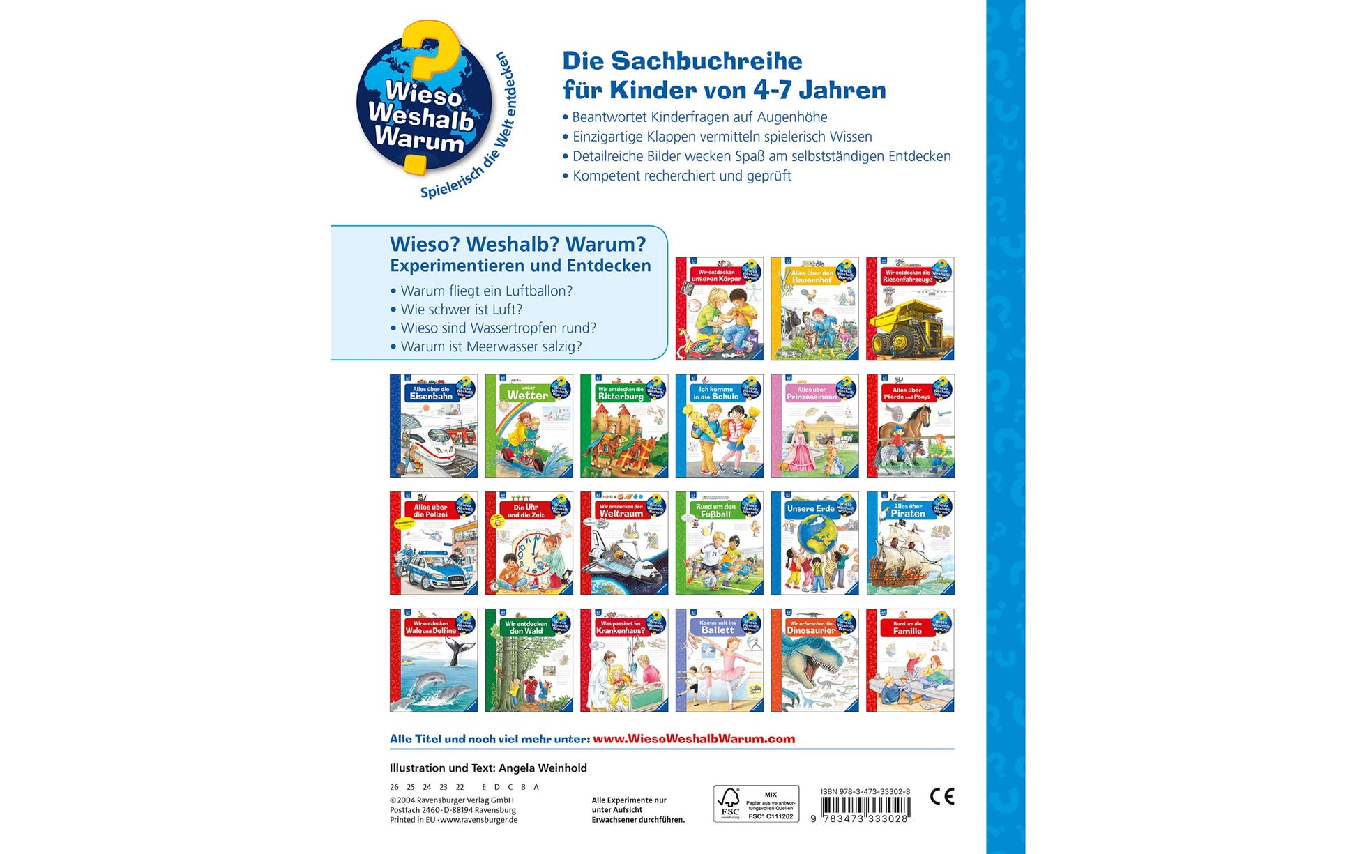 Ravensburger Buch – WWW29 Experimentieren und Entdecken, Spiralbindung, 16 Seiten, Deutsch, ab 4 Jahren