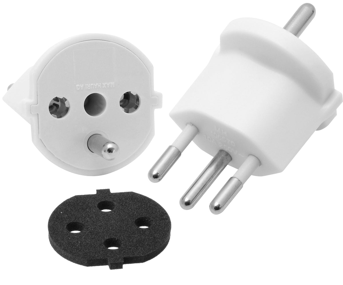 Max Hauri AG Adapterkabel, T12 zu Schuko (Typ F), IP20, 10 A, nicht demontierbar, mit Dichtung – weiss