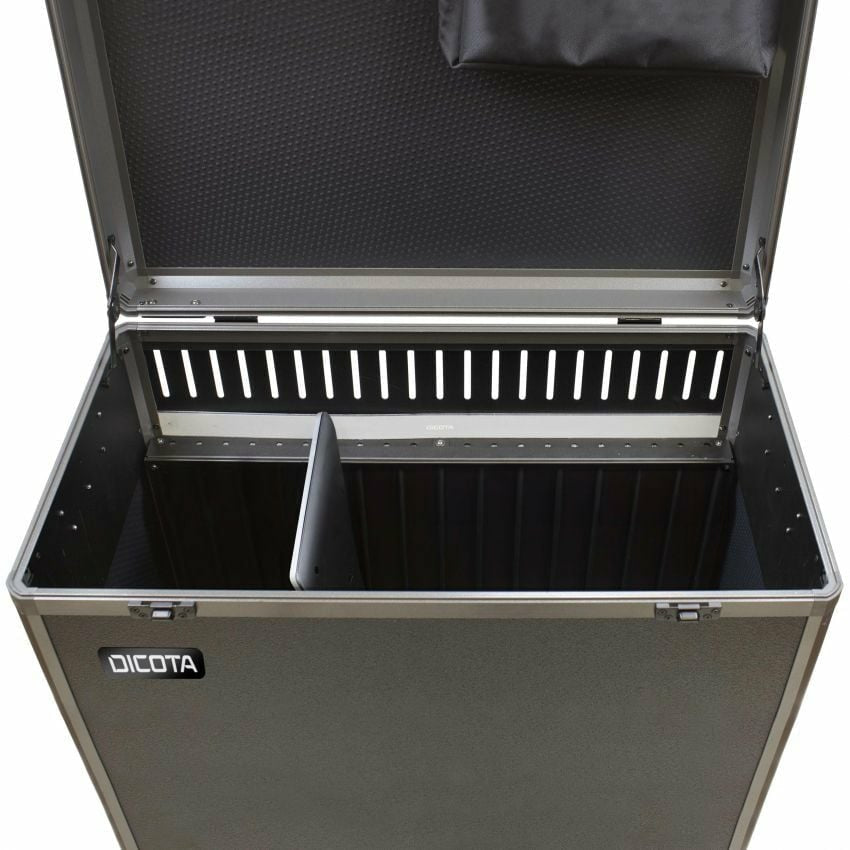 DICOTA Ladewagen für 20 Tablets, abschliessbar, mit Rollen, 633 × 363 × 865 mm, schwarz, Aluminium