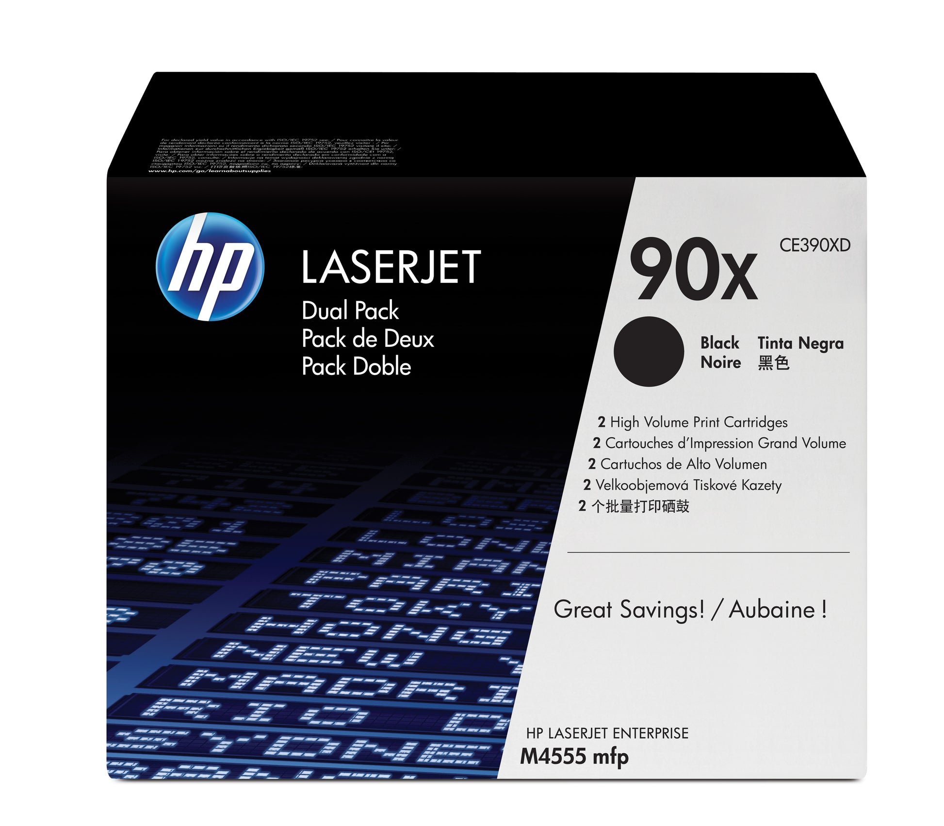 HP 90X (CE390XD) Schwarz Toner – Original XL – 2er-Pack – 48'000 Seiten – für HP LaserJet Enterprise M4555