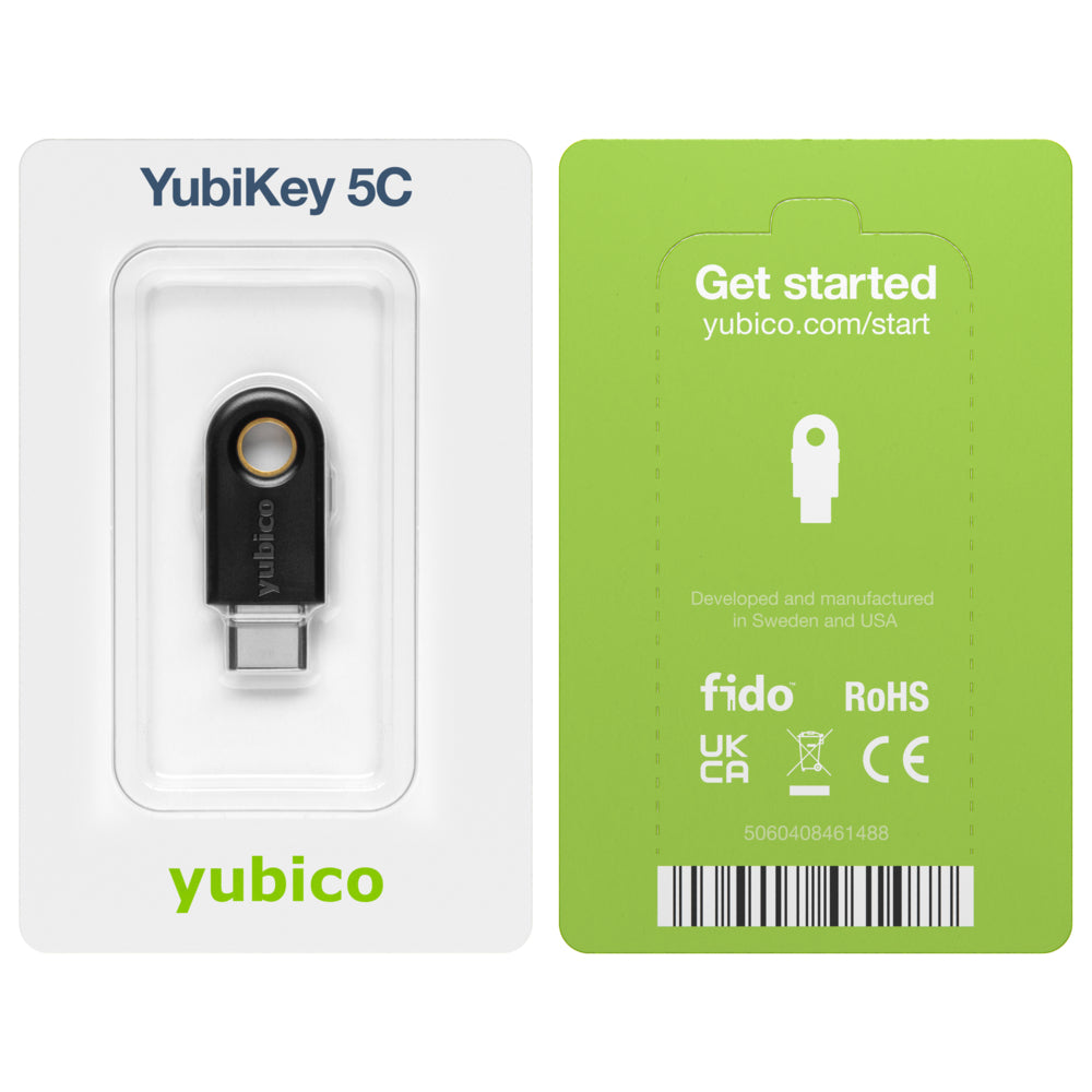 Yubico FIDO-HID-Gerät YubiKey 5C – für Windows, Mac OS, Linux, schwarz, IP68