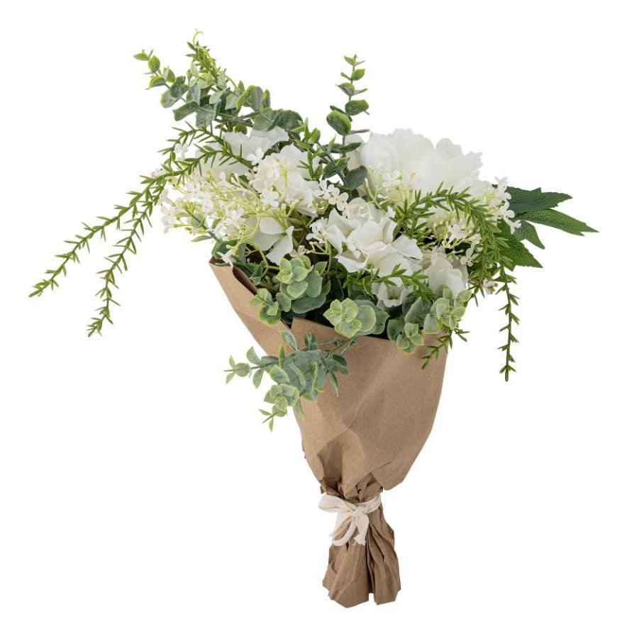 Bloomingville Strauss – Ø 23 × 43 cm – Kunststoff & Papier & Polyester & Eisenguss, weiss