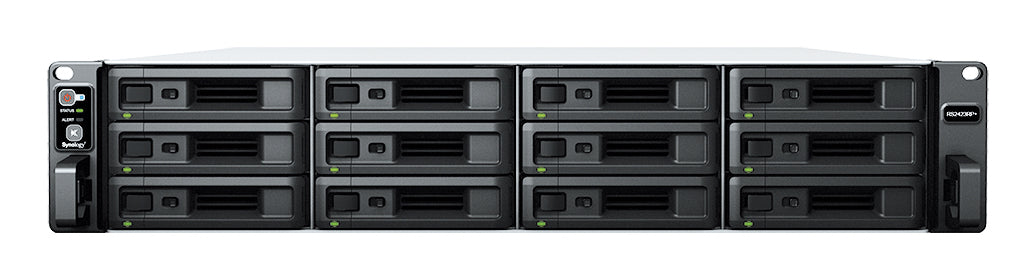 Synology RS2423+ – 12-Bay Rack 2U NAS – AMD Ryzen V1780B, 8 GB RAM, 10GbE, DSM, für 2,5"/3,5" HDD/SSD, SATA