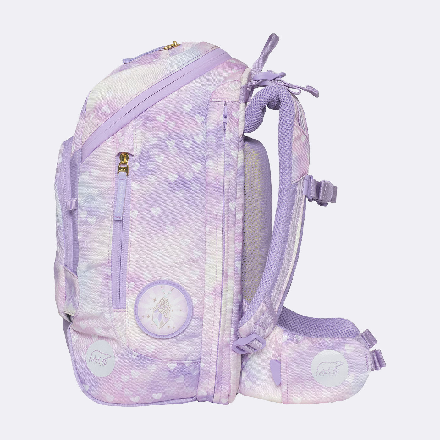 Beckmann Schulrucksack Active Air Flx – 6-teilig – Einhorn Prinzessin Violett