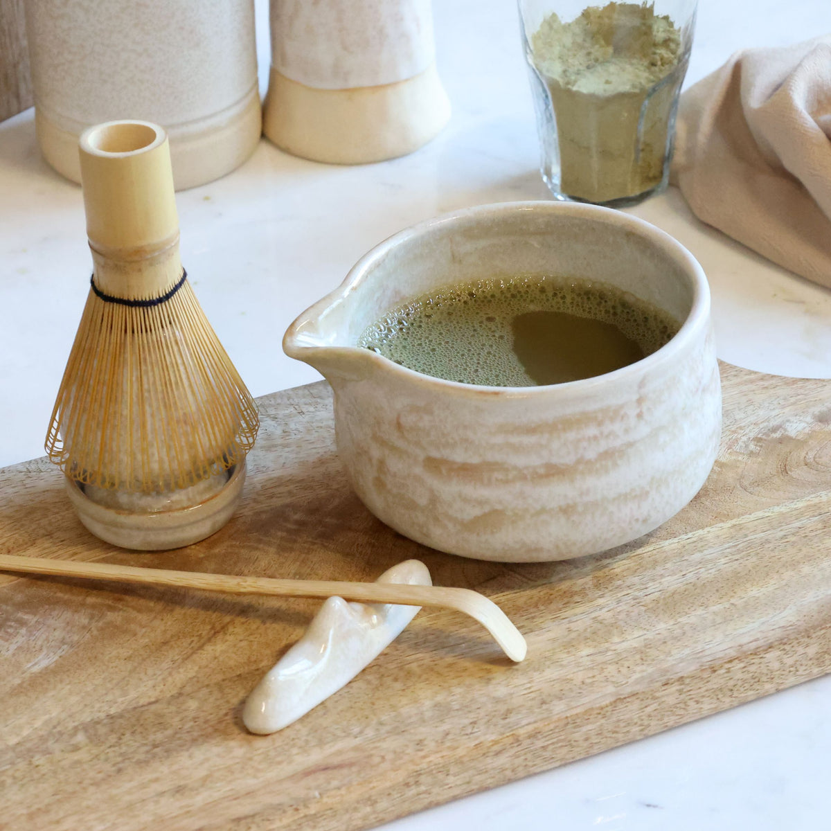 Chic Antique Matcha-Set – 6-teiliges Set, 350 ml, Steingut, Beige