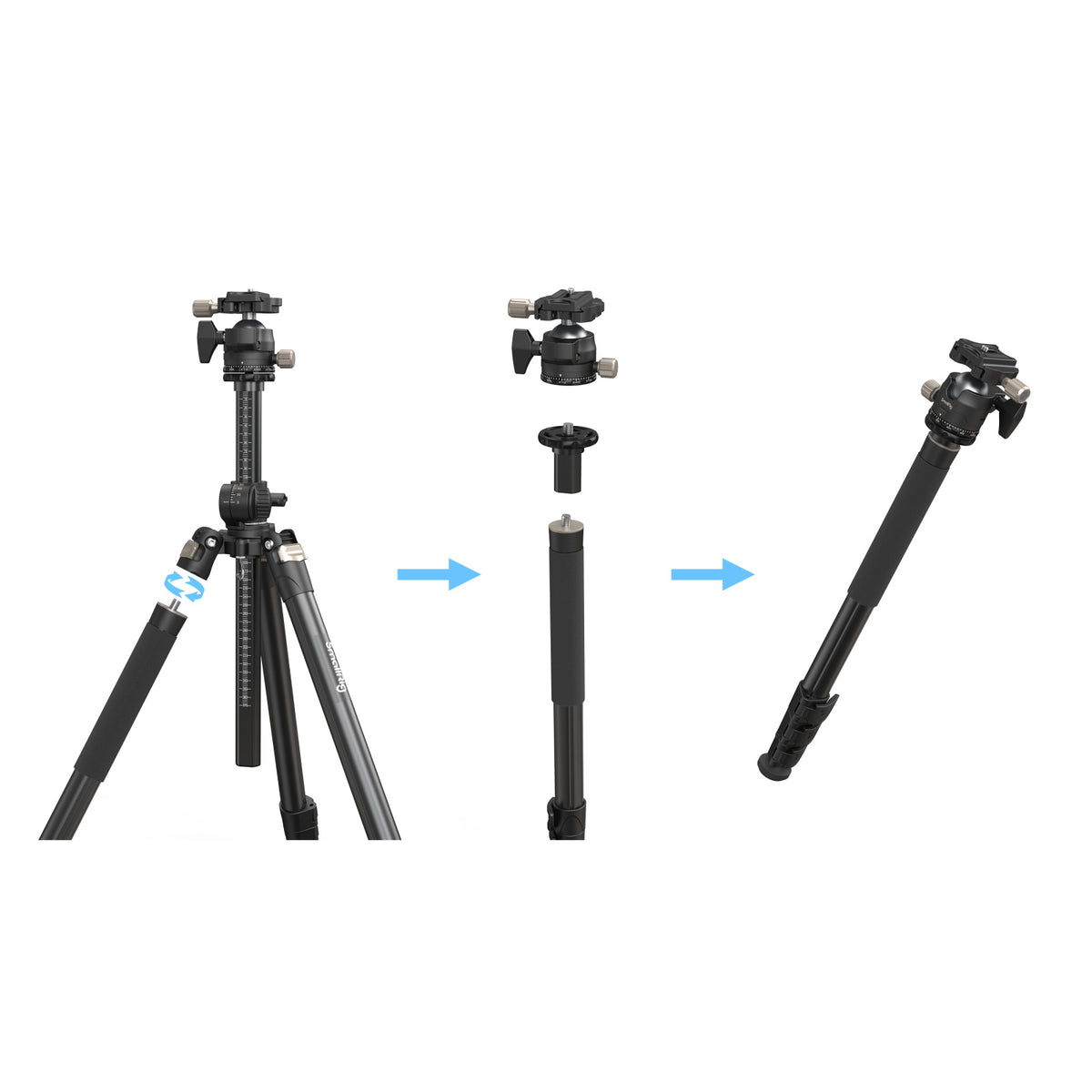 SmallRig 4288 Dreibeinstativ – bis 185 cm, Traglast 15 kg, 1/4" Gewinde – Schwarz