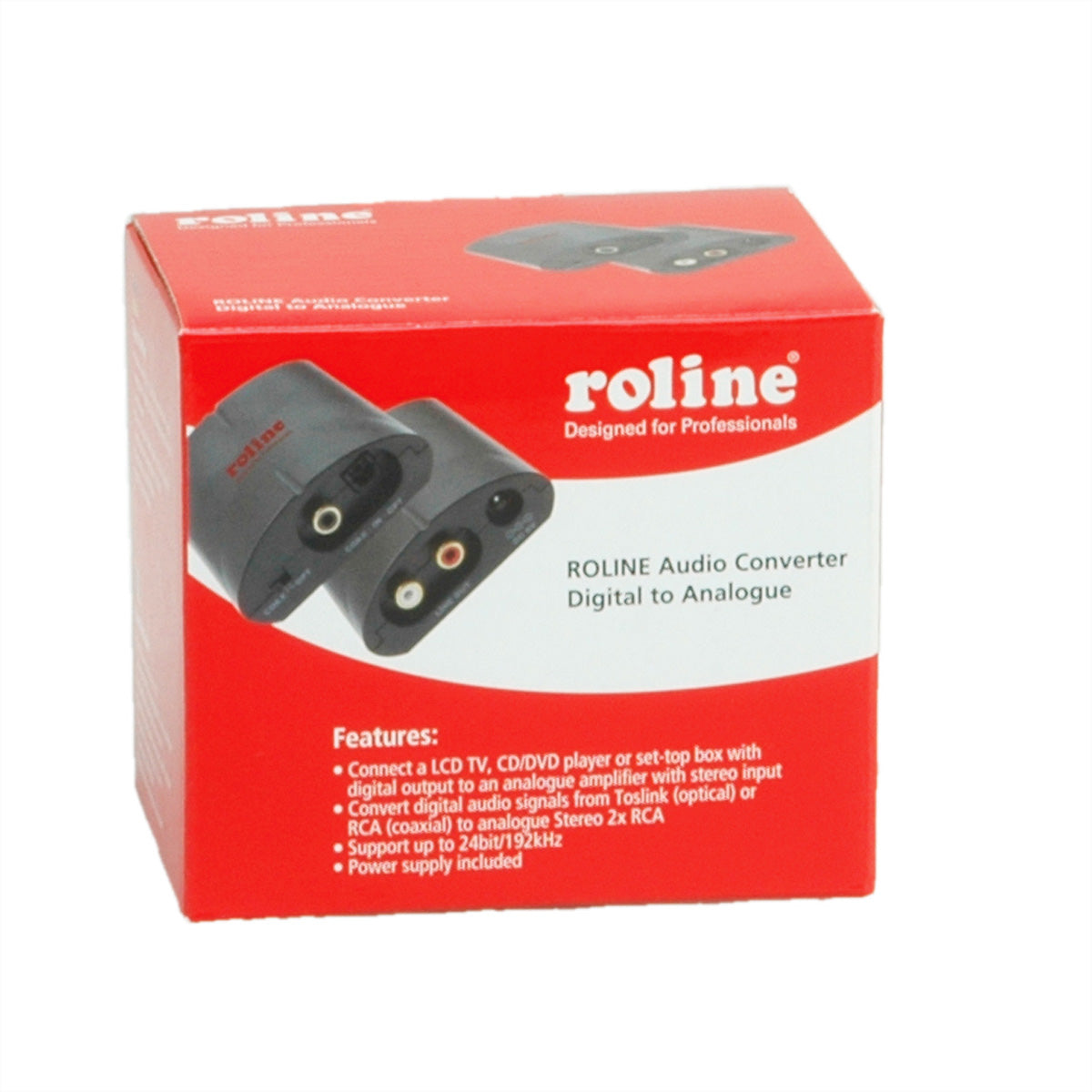 ROLINE Digitaler Audiokonverter – Toslink zu Cinch (RCA) – 24 bit, 192 kHz – extern – Schwarz