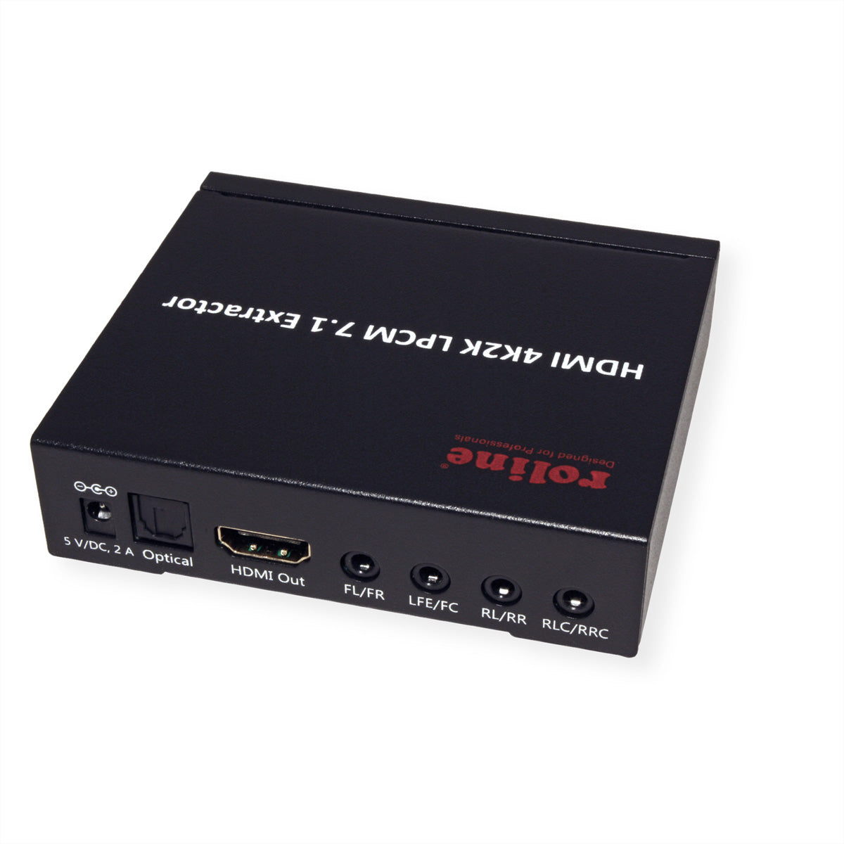 ROLINE HDMI Audio-Extraktor HDMI zu HDMI – 4K (3840 × 2160) @ 30 Hz, 7.1, S/PDIF, 4× 3,5 mm