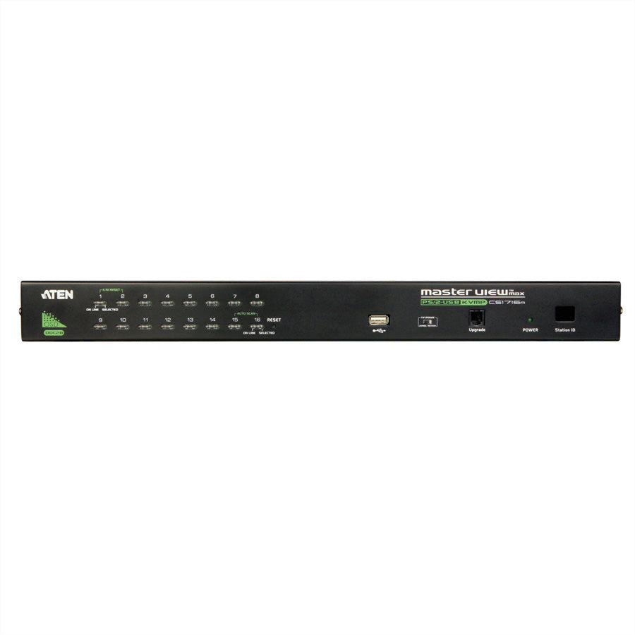 ATEN CS1716A – KVM-Switch (VGA, PS/2, USB) – 16×Computer, 19" Rack, 1U, Schwarz