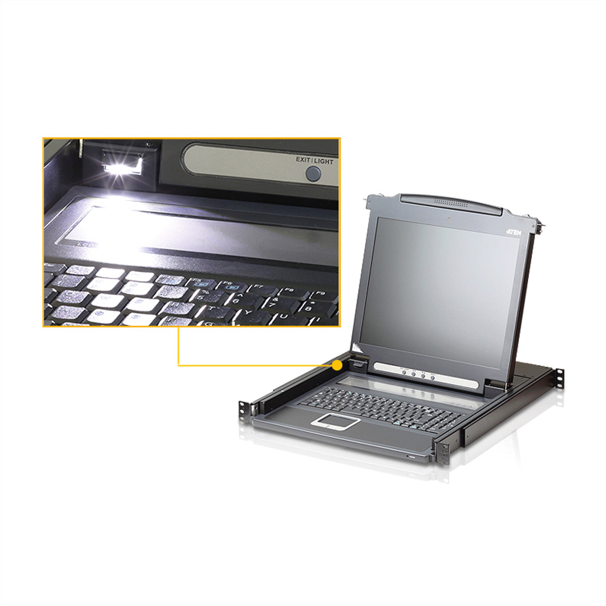 ATEN CL1000N – KVM-Konsole – 19" Rack, 1U, 19" LCD, VGA, PS/2, US-Layout, Schwarz
