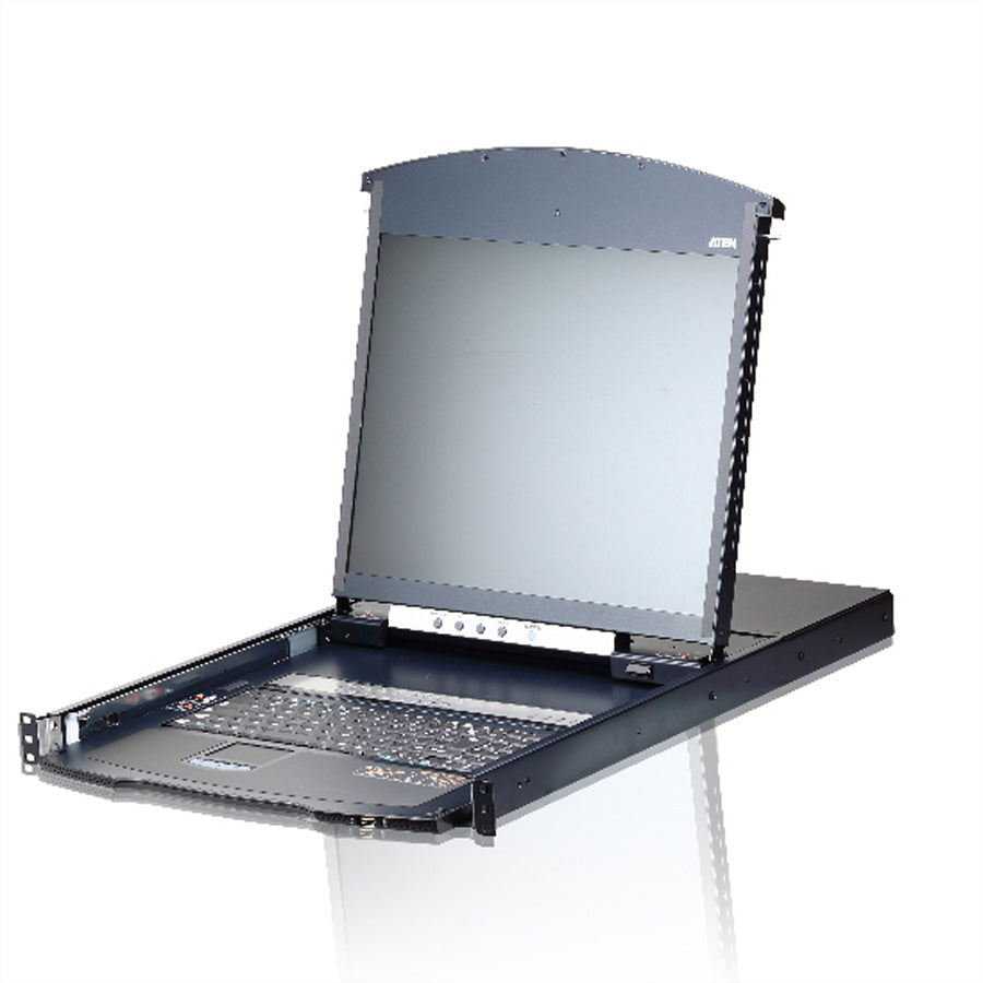ATEN KL1116VN – 16-Port Cat 5 KVM-over-IP Switch, DVI/VGA – 1920 × 1200/60 Hz, 19" LCD-Konsole, 1U Rack
