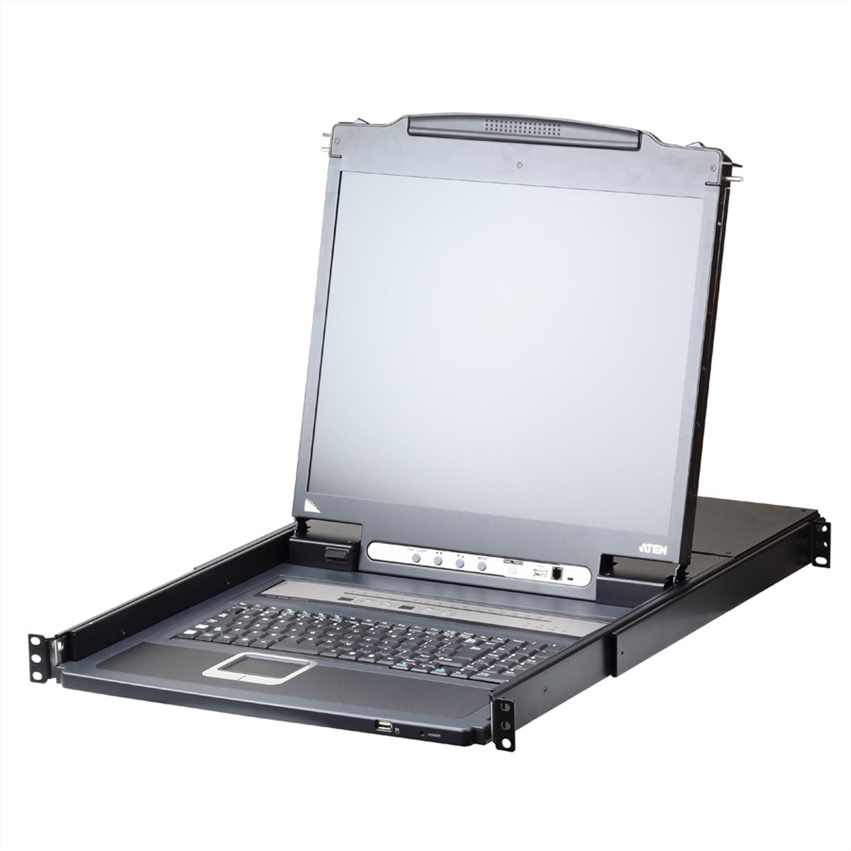ATEN CL5716iM – 17" Rack-LCD-Konsole – 1920 × 1200/60 Hz, 16-Port VGA KVM, ES-Layout, KVM-over-IP – 1U