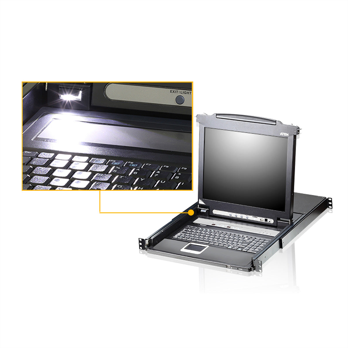 ATEN CL5716iN – 16-Port VGA LCD KVM-over-IP Switch – 1920 × 1200/60 Hz, 19" LCD-Konsole, Rack 1U