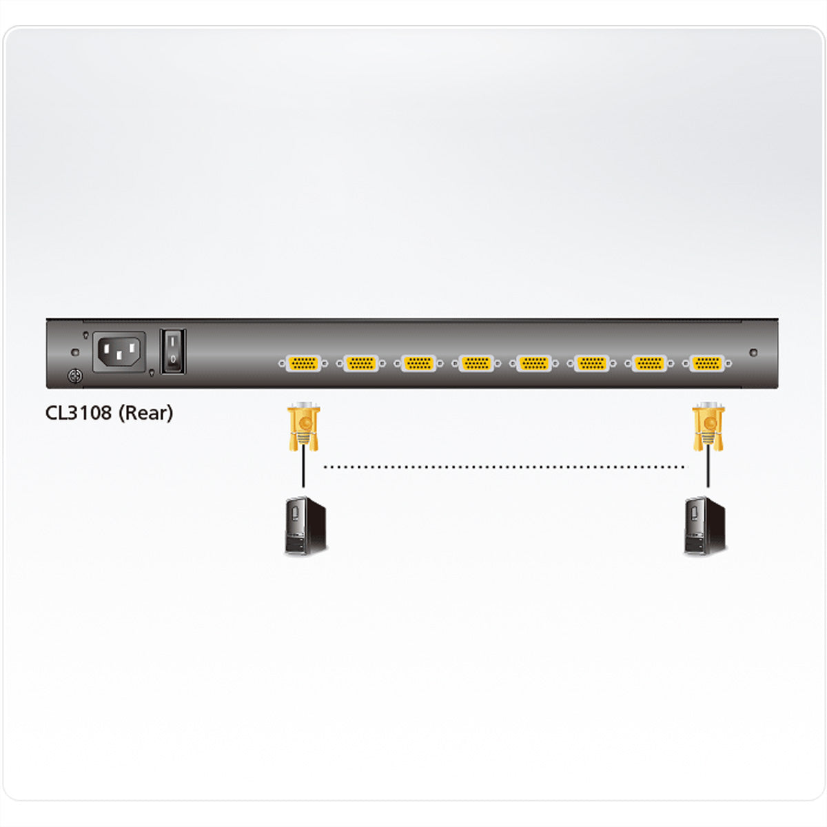 ATEN CL3108NX – 18,5" Rack-LCD-Konsole – 1366 × 768/60 Hz, 8-Port VGA KVM – für ATEN CS1308/CS1316
