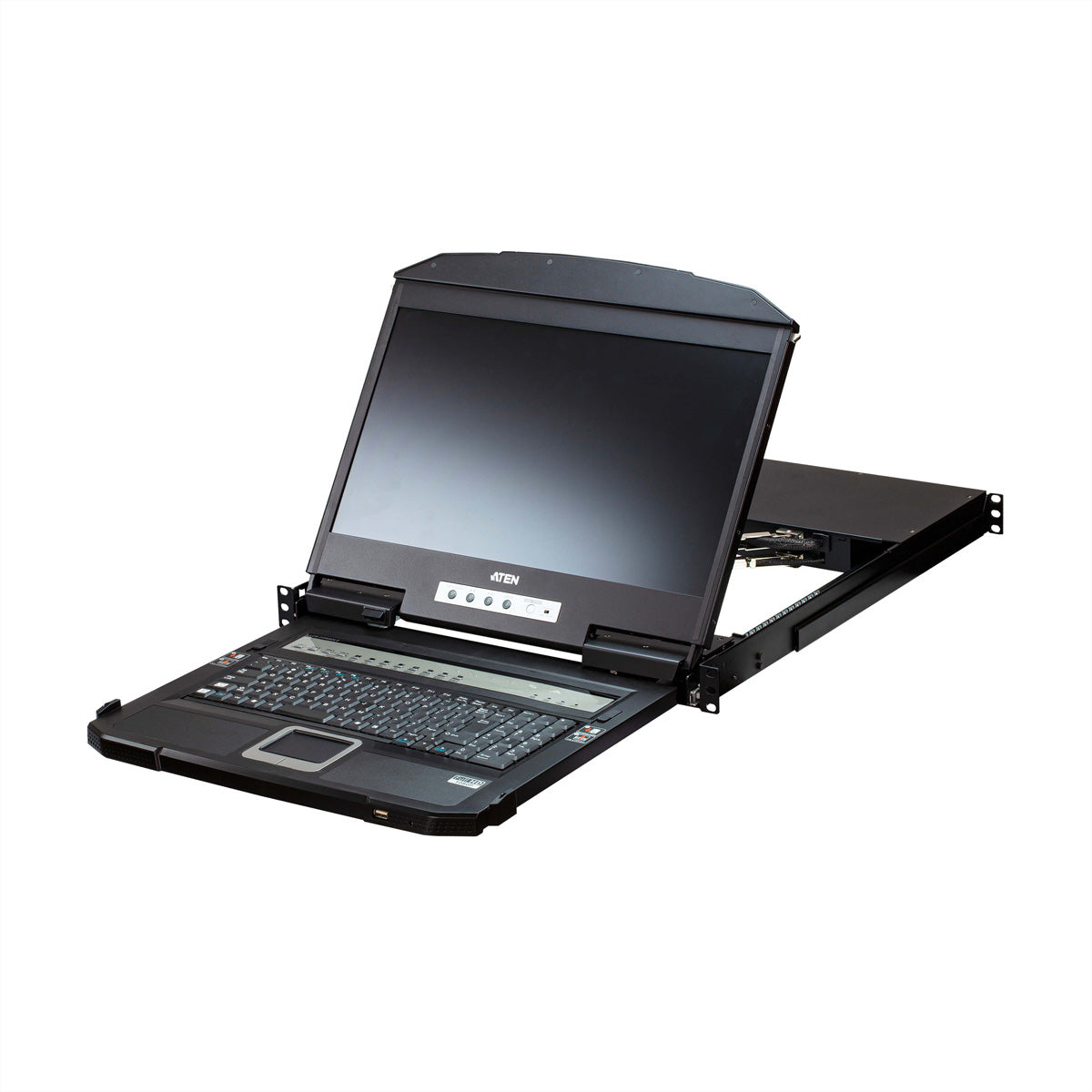 ATEN CL3884NW – 18,5" Rack-LCD-Konsole – 4-Port KVM, HDMI, Quad-View – 1920 × 1200/60 Hz, CH-Layout, 1U