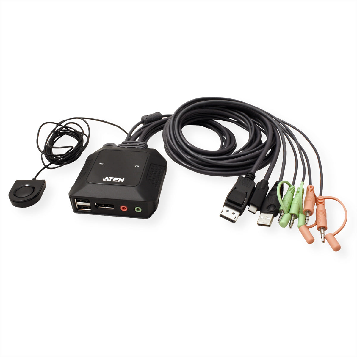ATEN 2-Port DisplayPort KVM-Switch – 4096 × 2160, USB-C/USB-A Konsole, Audio