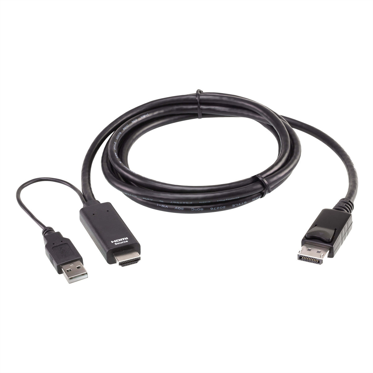 ATEN 2L-7D02HDP HDMI zu DisplayPort Kabel – 4K (4096 × 2160) @ 60 Hz, DP 1.2, 1,8 m, Schwarz