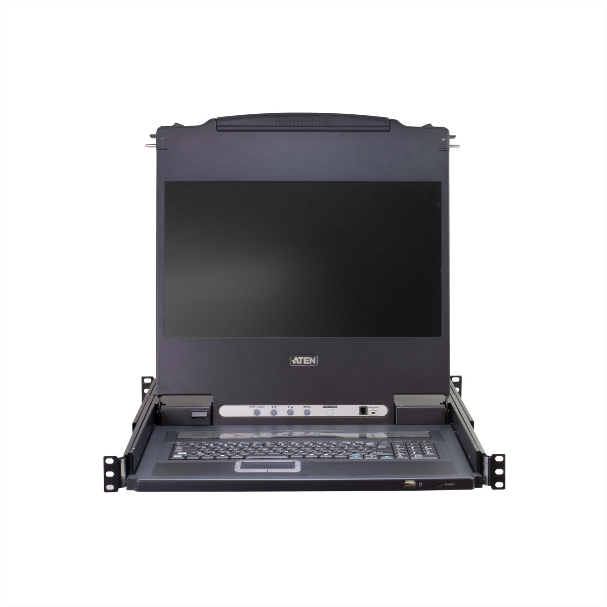 ATEN CL5708MW – 17,3" Rack-LCD-Konsole – 1920 × 1200/60 Hz, 8-Port VGA KVM, UK-Layout – 1U
