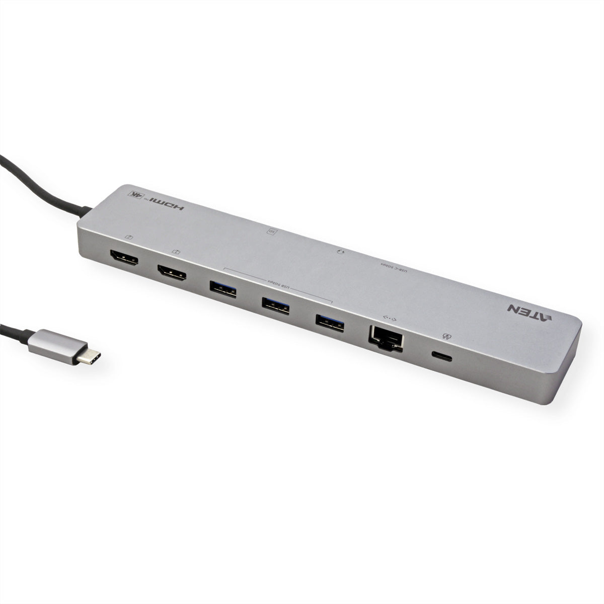 ATEN UH3240 Dockingstation – USB-C, 2× HDMI, 3× USB-A, 100 W PD, GbE, SD/microSD, für Windows/Mac/iPadOS