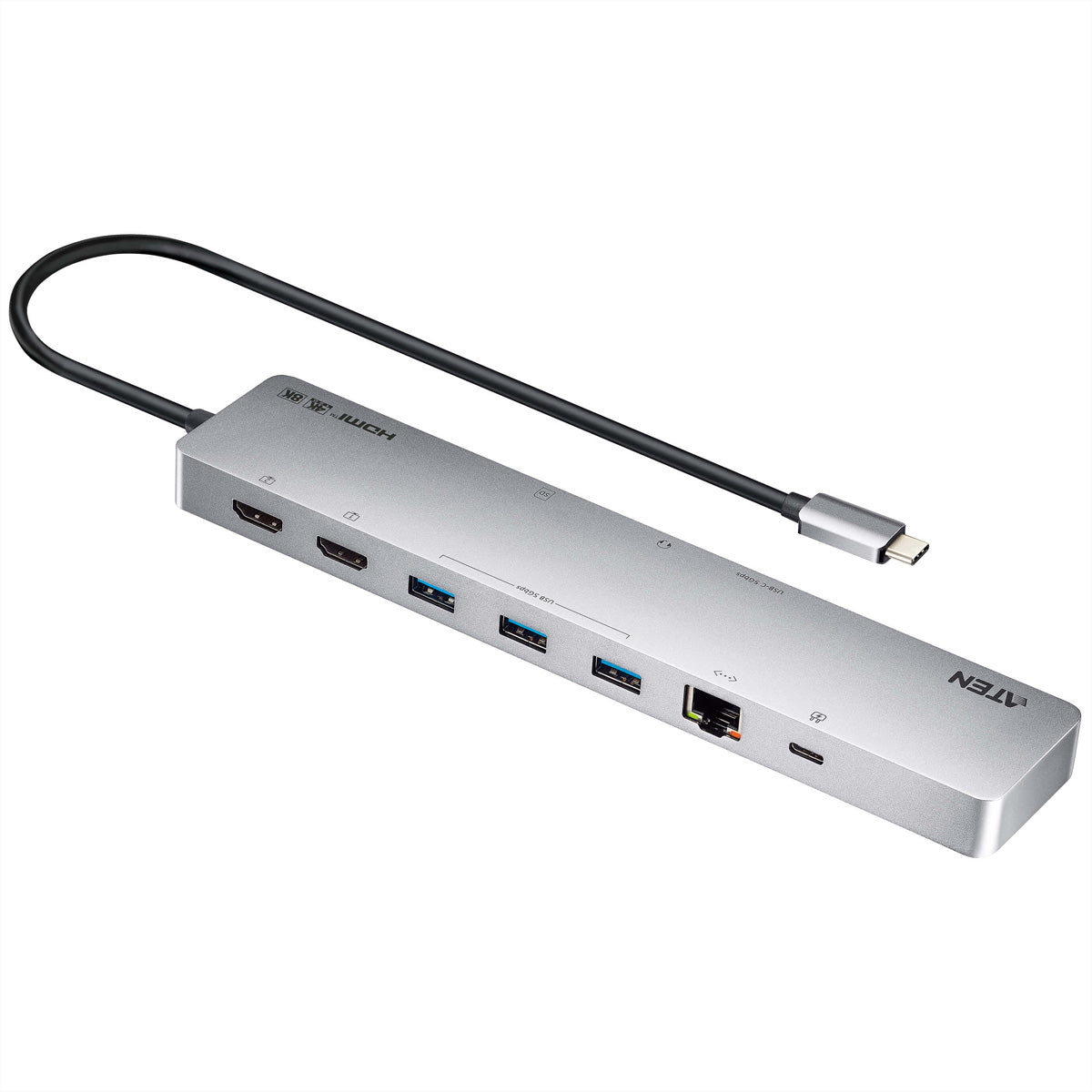 ATEN UH3240 Dockingstation – USB-C, 2× HDMI, 3× USB-A, 100 W PD, GbE, SD/microSD, für Windows/Mac/iPadOS