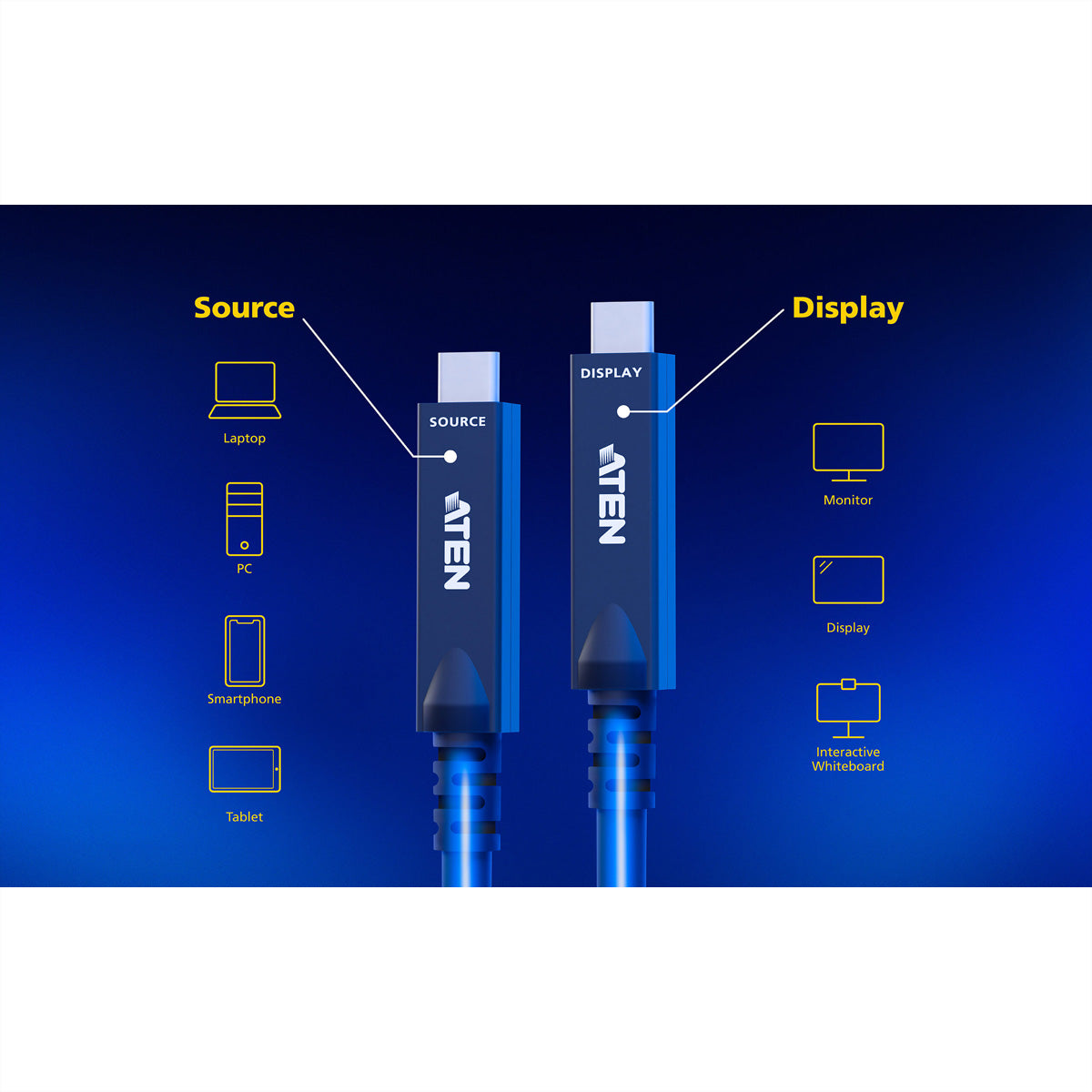 ATEN USB-C Verlängerungskabel – USB 3.2 Gen 2 (10 Gbit/s) – 10 m – PD 60 W – 4K/60 – Aktiv, optisch – Schwarz