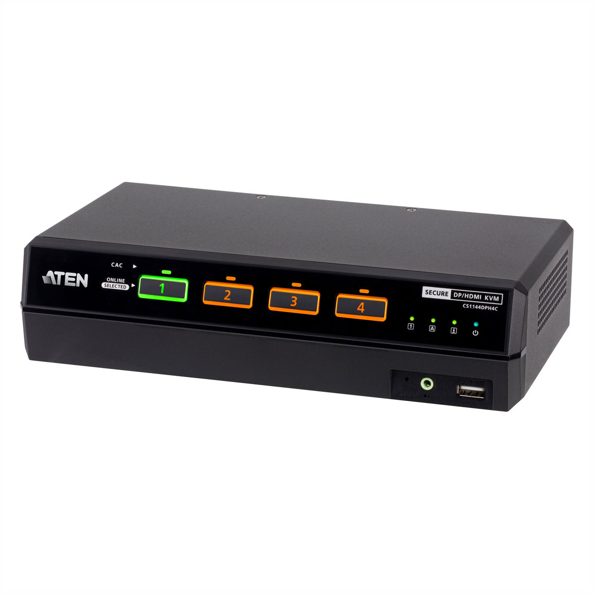 ATEN CS1144DPH4C – KVM-Switch – 4×DP/HDMI, Dual-Display, USB 5K, Schwarz
