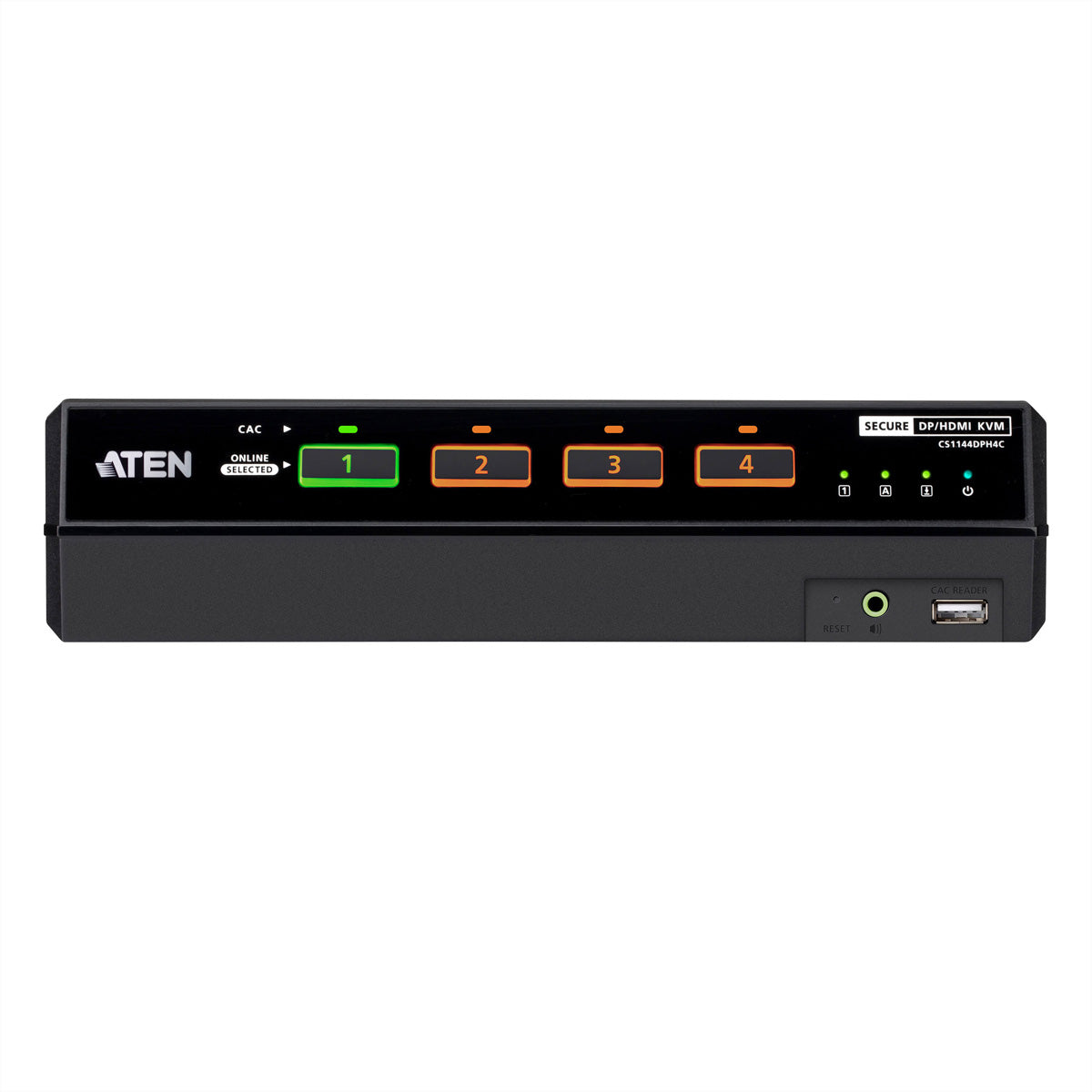 ATEN CS1144DPH4C – KVM-Switch – 4×DP/HDMI, Dual-Display, USB 5K, Schwarz