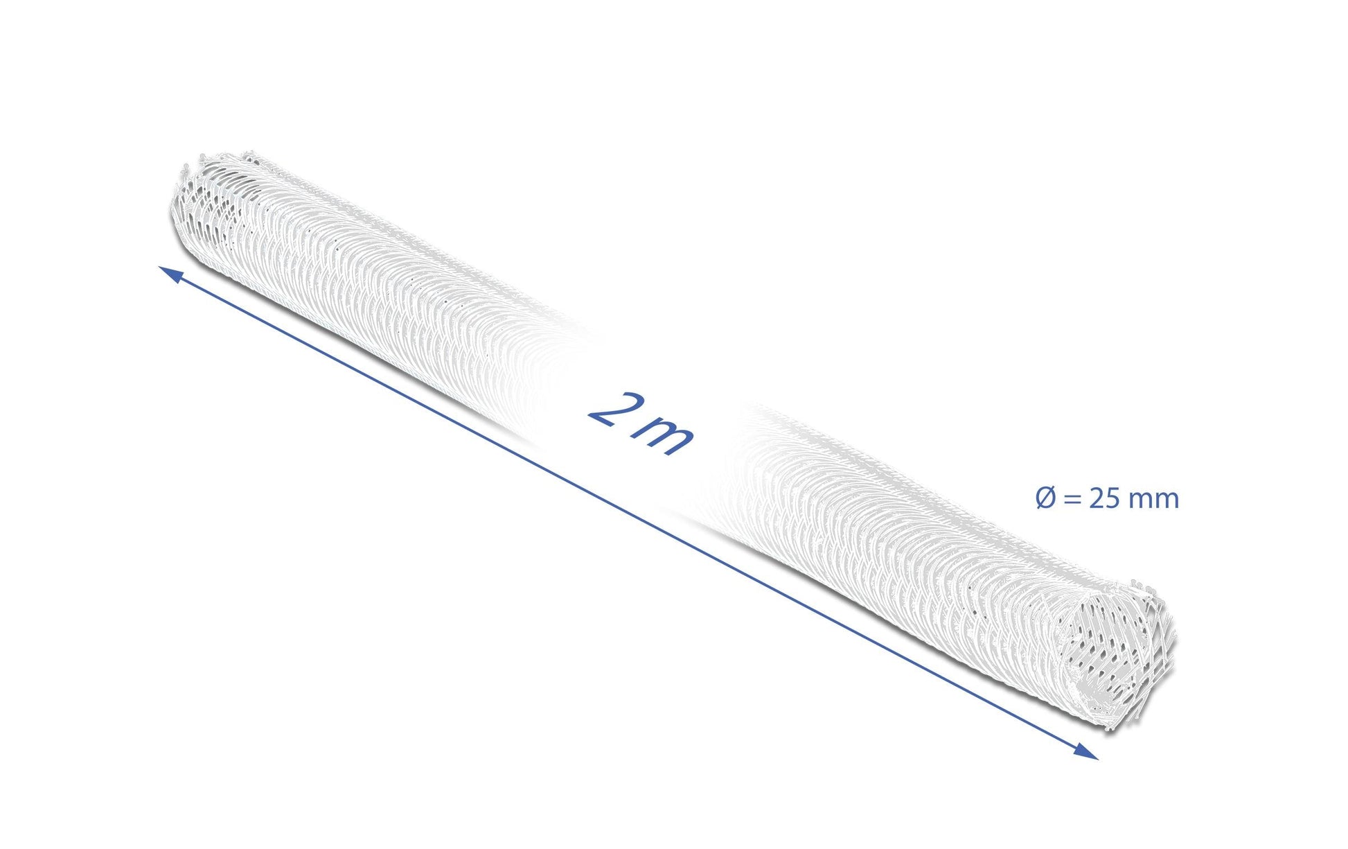 DeLOCK Kabelschlauch – Ø 25 mm – 2 m – Polyester – Weiss