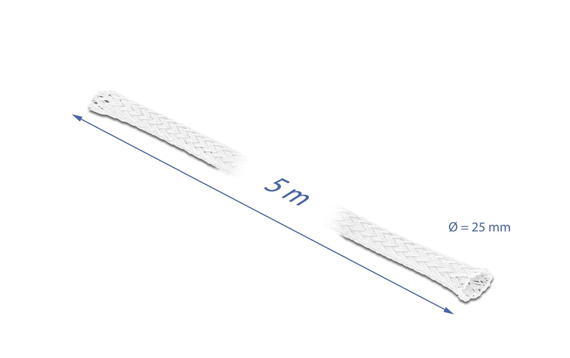 DeLOCK Kabelschlauch, Ø 25 mm × 5 m, zuschneidbar – weiss