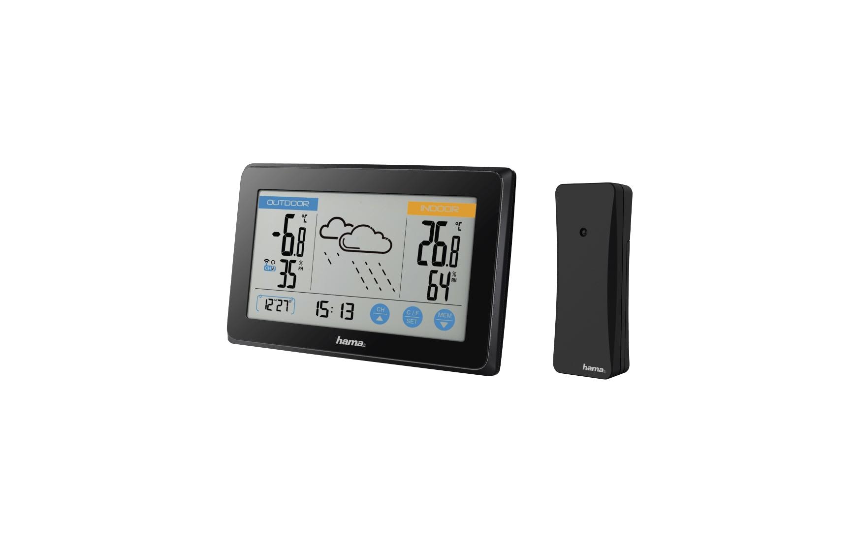 Hama Wetterstation Touch Temperatur-/Feuchtesensor – Kabellos, −40–60 °C, 20–95 %, Innen/Aussen