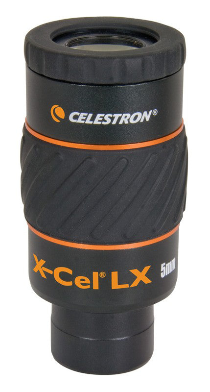 Celestron X-Cel LX 5 mm Okular – 60° Gesichtsfeld, Augenabstand 1,6 cm – für Teleskop – Schwarz/Orange
