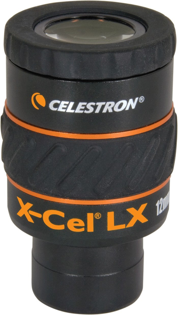 Celestron X-Cel LX Okular 12 mm – 60° tatsächliches Sehfeld, Augenabstand 16 mm – für Teleskope – Schwarz/Orange