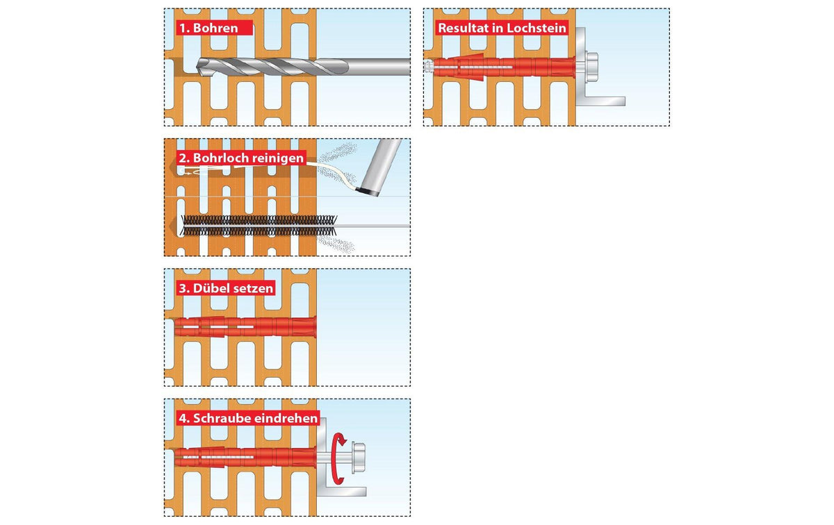 TOX Parallel-Spreizdübel Bizeps – Ø 8 × 90 mm, Nylon, Rot, 50 Stk., für Beton