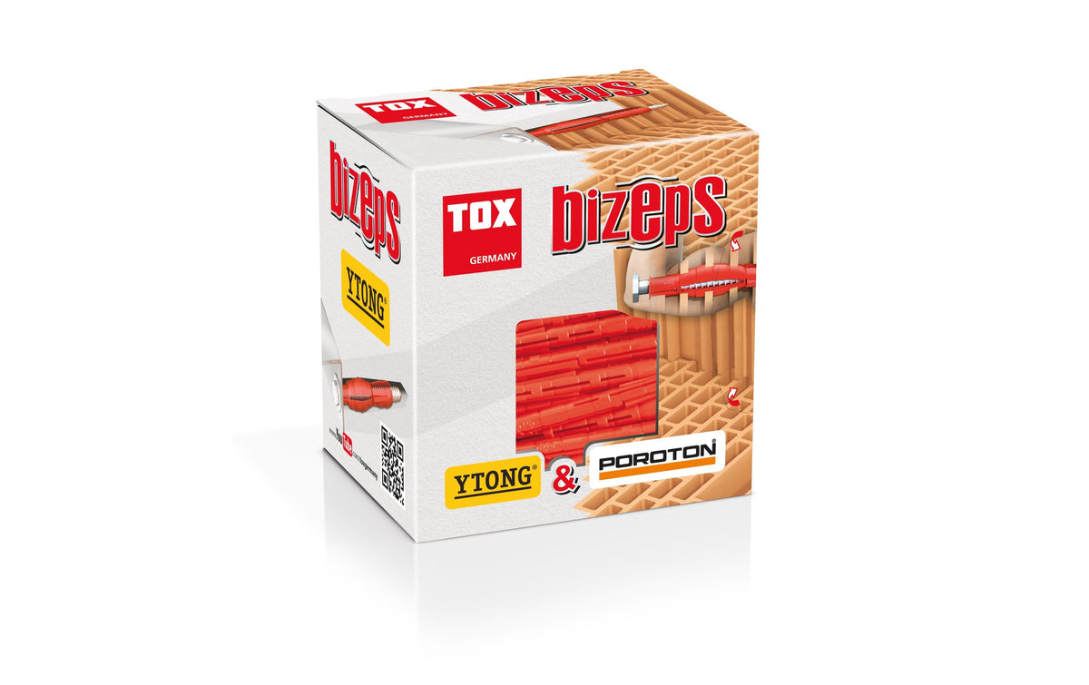 TOX Parallel-Spreizdübel Bizeps – Ø 8 × 90 mm, Nylon, Rot, 50 Stk., für Beton
