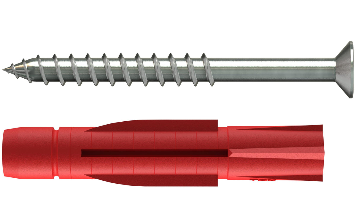 TOX Allzweckdübel Tri – Ø 6 × 36 mm, Rot, 50 Stk., für Beton, Stein