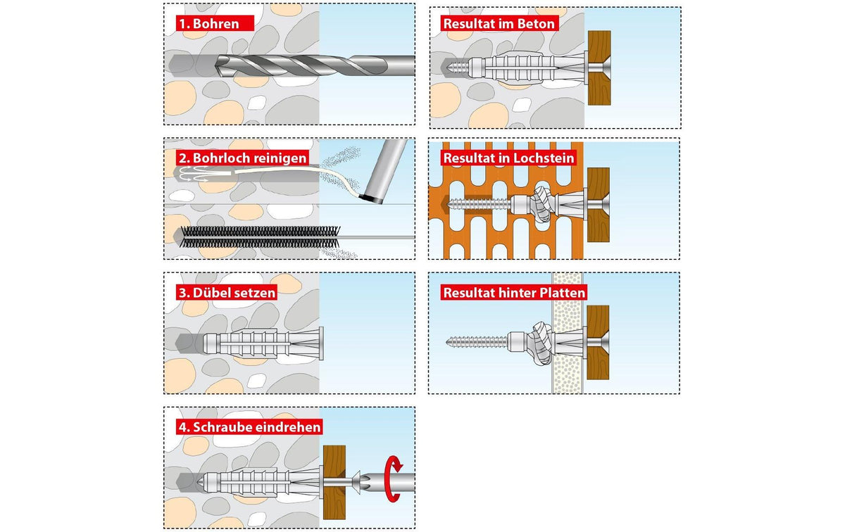 TOX Allzweckdübel Trika – Ø 10 × 61 mm, Grau, für Beton