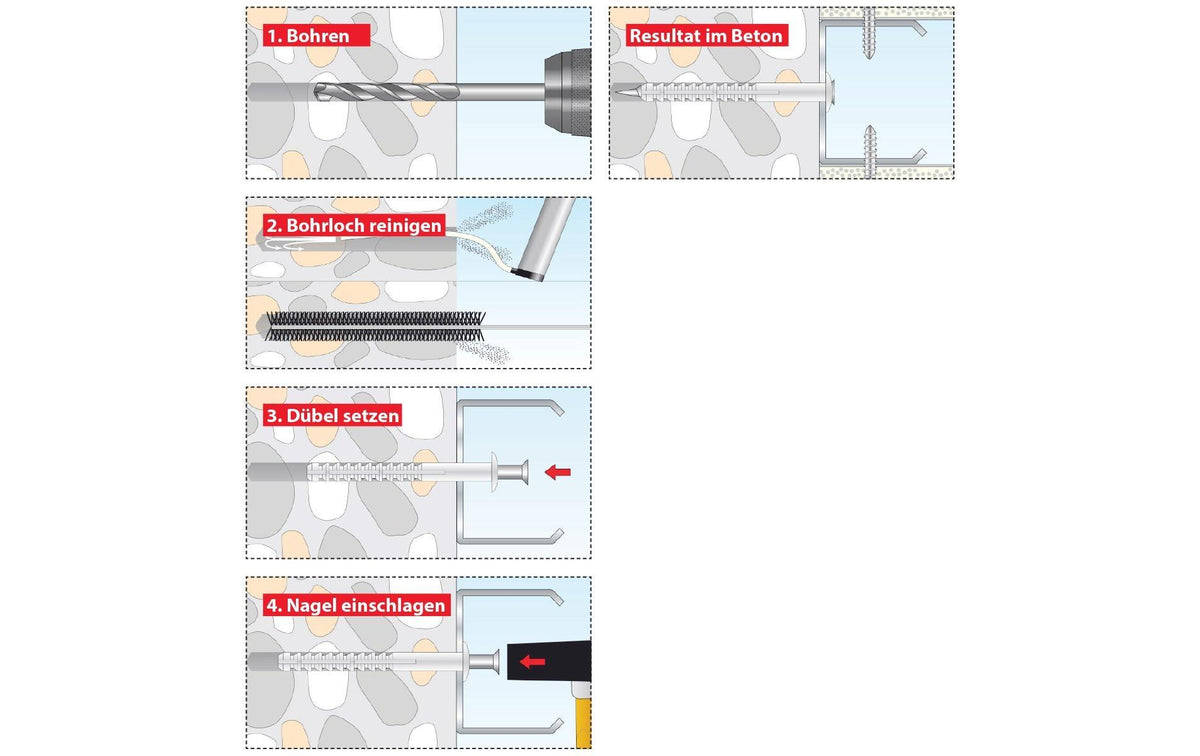 TOX Nageldübel Attack – Ø 8 × 60 mm, Metall/Kunststoff, Grau