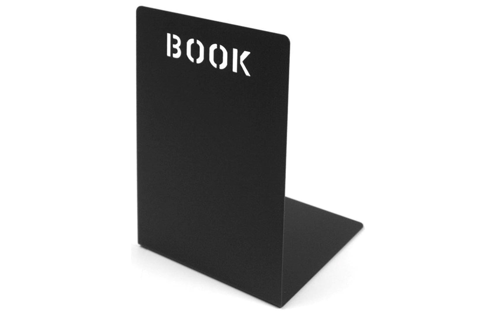 Trendform BOOK Buchstützen – schwarz, Metall, B 120 × H 180 × T 120 mm