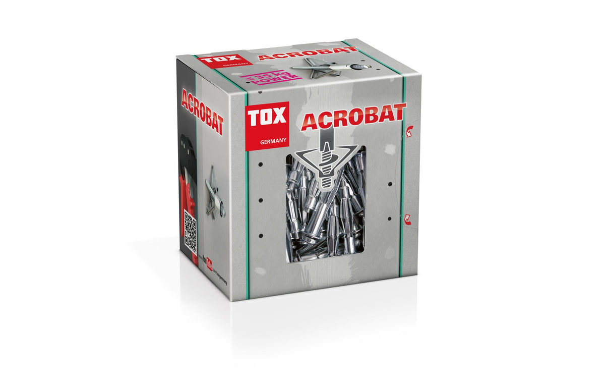 TOX Acrobat Hohlraumdübel – Ø 8 × 68 mm, Metall, Grau, 25 Stk.