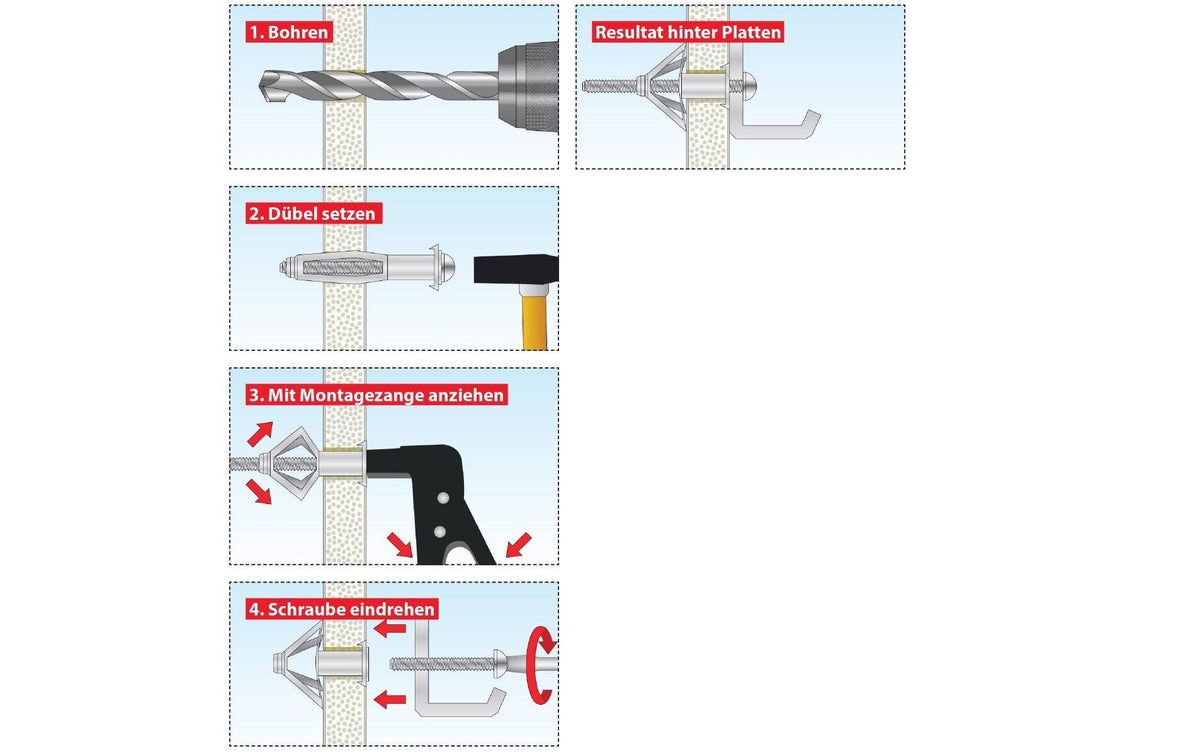 TOX Hohlraumdübel – Ø 5 × 52 mm, Metall, 4 Stk.