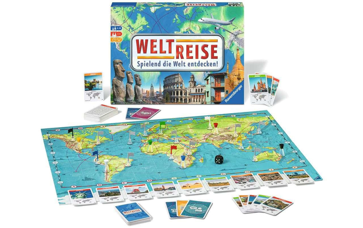 Ravensburger Weltreise – Brettspiel, 2–6 Spieler, ab 8 Jahren, 30 Min., DE