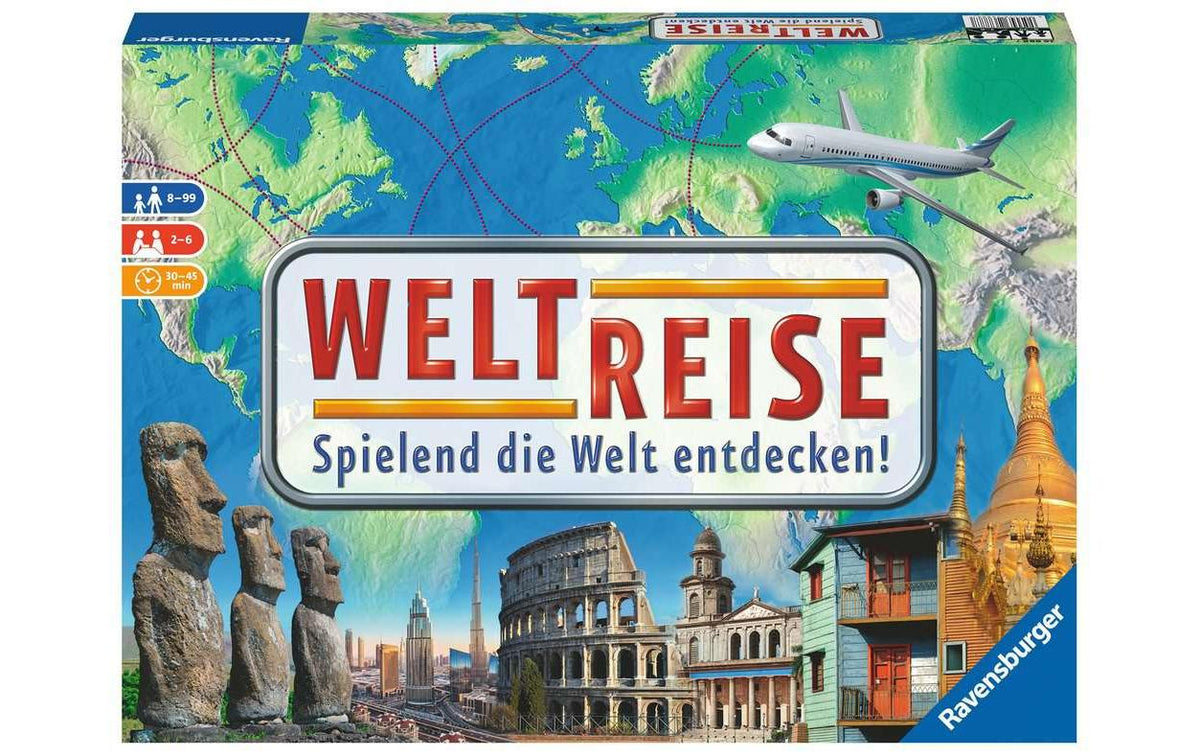 Ravensburger Weltreise – Brettspiel, 2–6 Spieler, ab 8 Jahren, 30 Min., DE