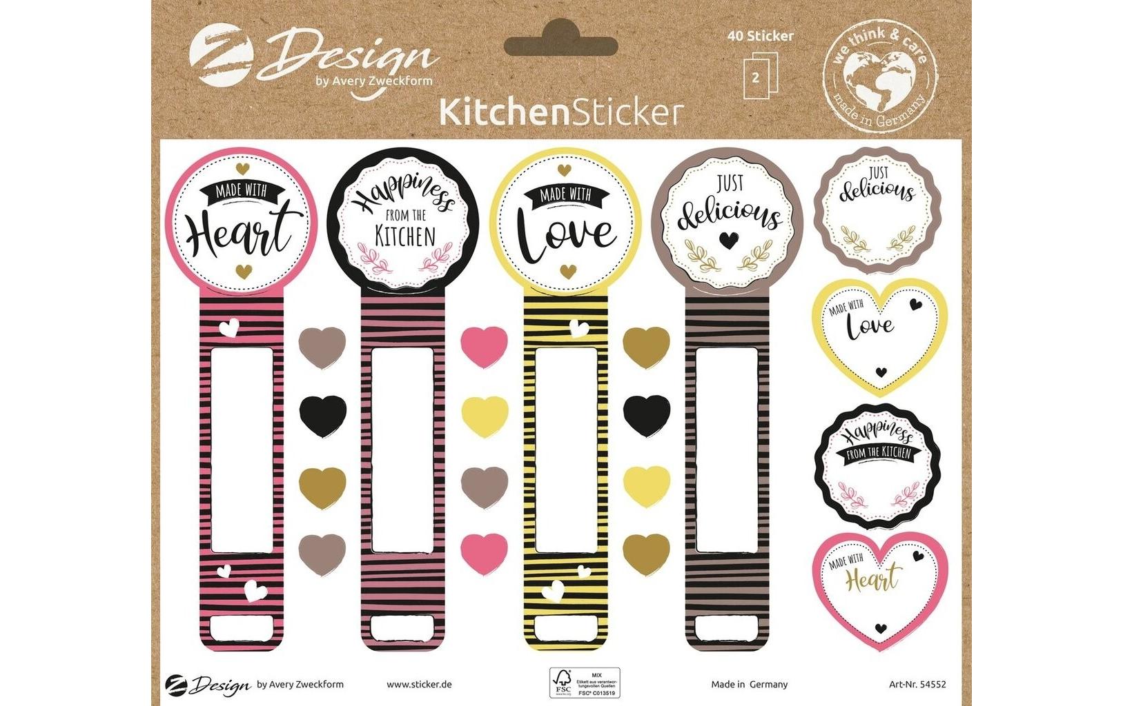 Z-design Haftetiketten – KÜCHE Siegelaufkleber, rund, A5 (210 × 148 mm), mehrfarbig, 2 Stk.