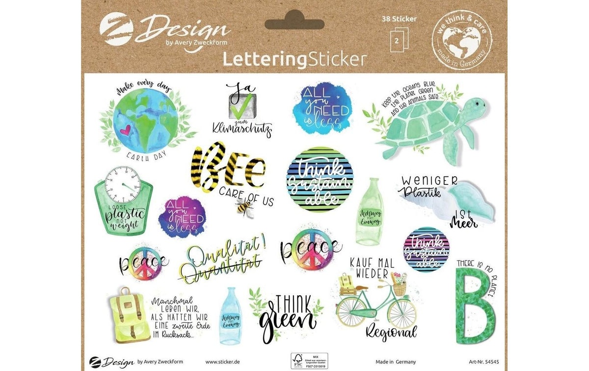 Z-design Sticker – A5, Lettering, mehrfarbig – 2 Bögen