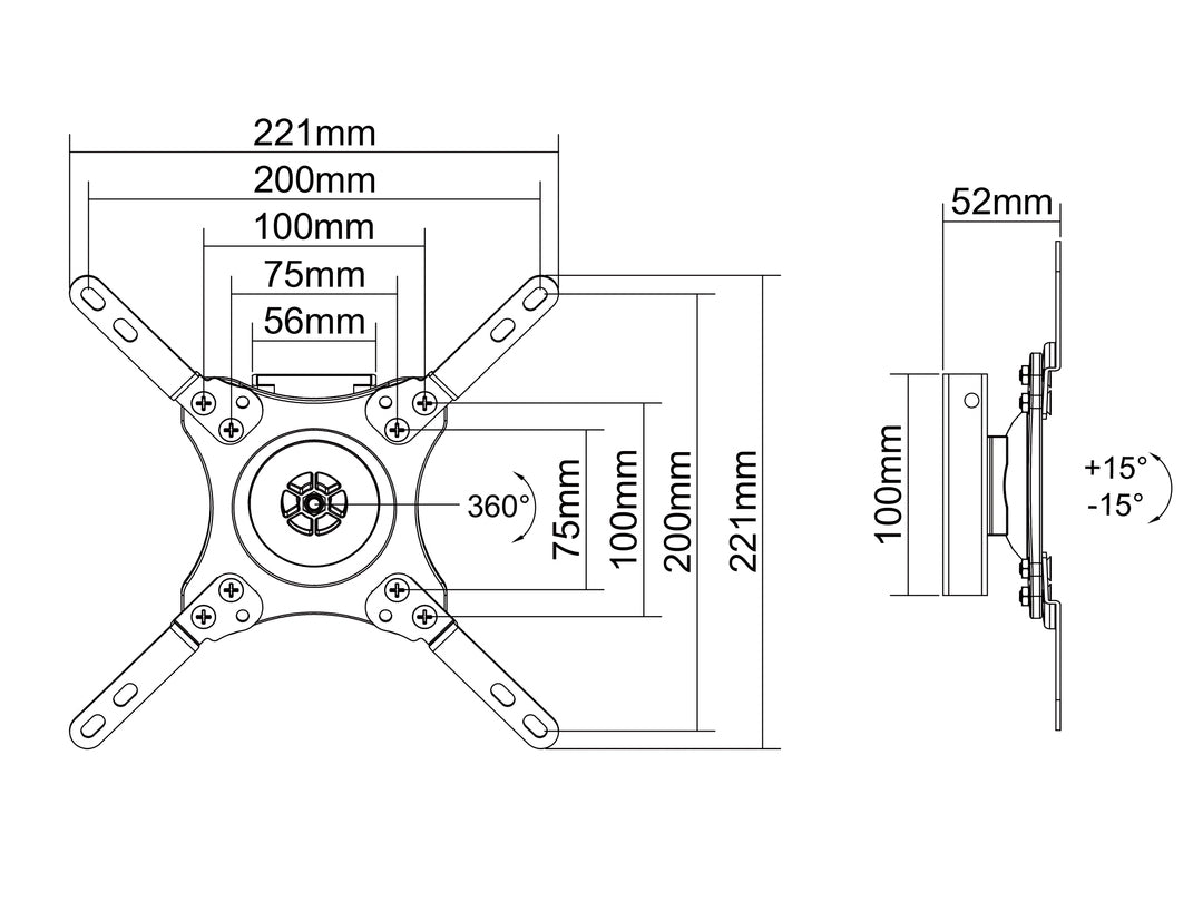 Multibrackets MB-32 – Wandhalterung, neigbar, für 17", VESA 200×200, bis 15 kg, höhenverstellbar, weiss