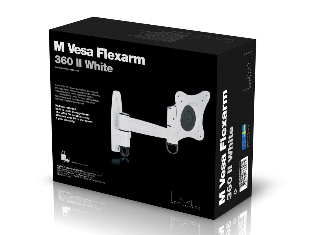 Multibrackets VESA Flexarm 360 II – Wandhalterung, schwenkbar, drehbar, für 32", VESA 100×100, bis 15 kg