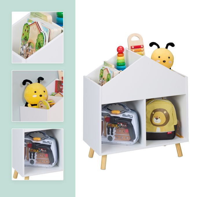 Relaxdays Wandregal/Schweberegal, Kinderregal Haus – 6 Böden – 60 × 30 × 67 cm – 25 kg