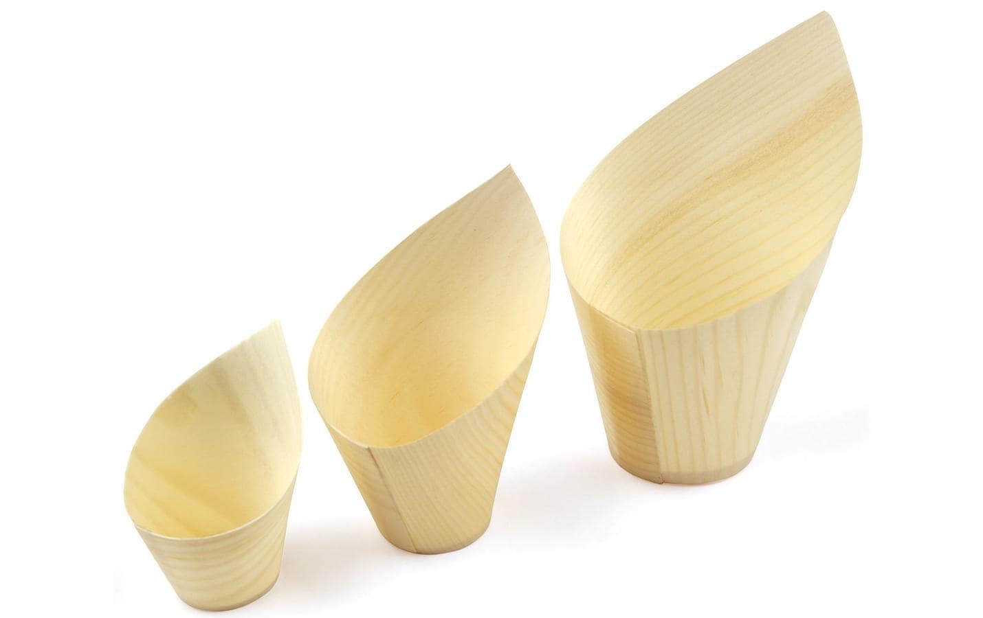 Sier Disposables Dekorative Schale, Holz (Kiefer), rund – 220 ml, Ø 7 cm, beige – FSC – 30 Stk.